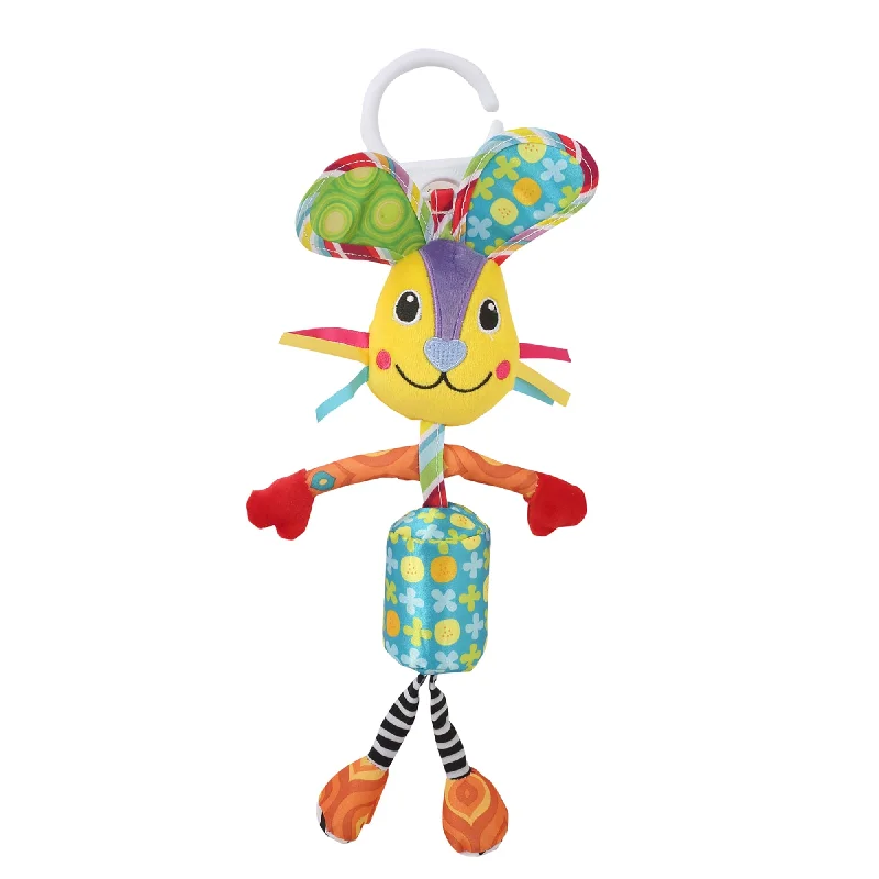 Big Earred Circus Bunny Blue Hanging Musical Toy / Wind Chime Soft Rattle