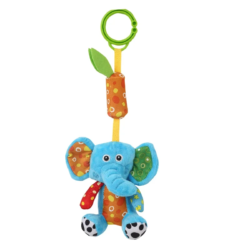 Smiley Elephant Blue Hanging Musical Toy