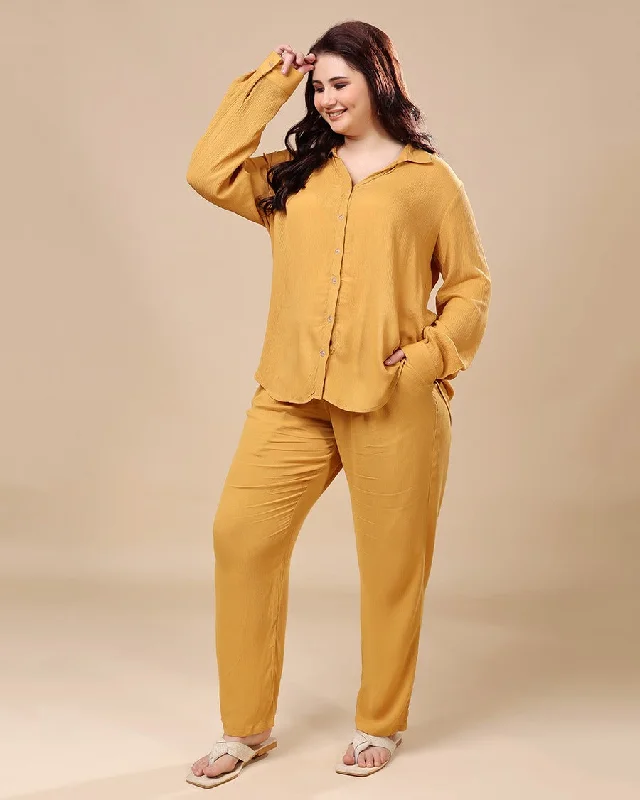 Solid Co-ord Set-Mustard