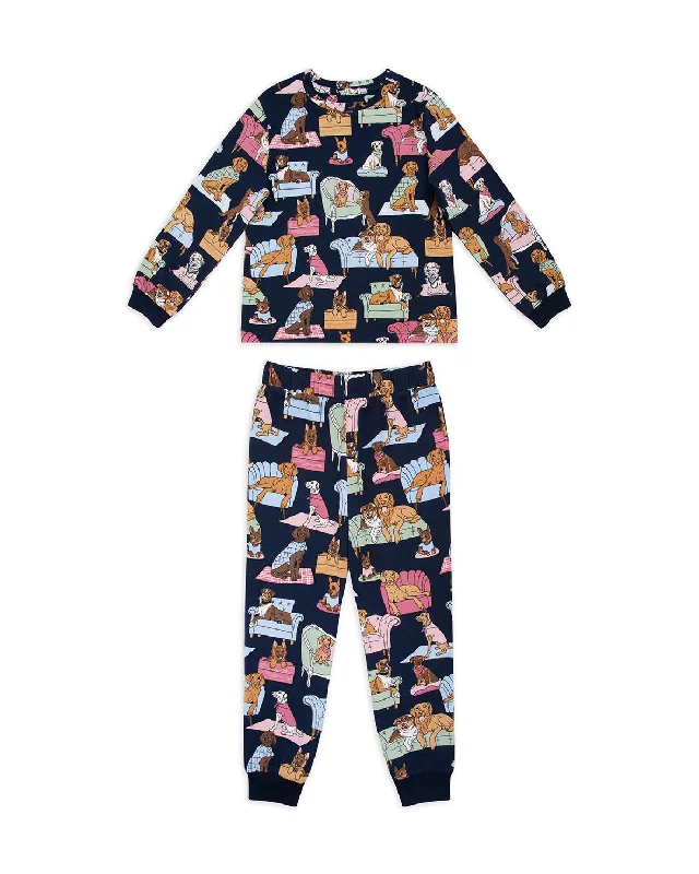 Kids Dogs Night In Print Long Pyjama Set