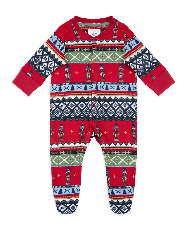 Baby Christmas Nutcracker Fair Isle Print Print Sleepsuit