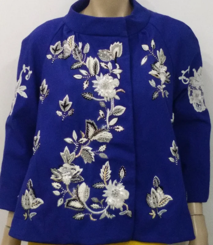 Windproof JacketsMaggiore cobalt blue French lace trapeze jacket