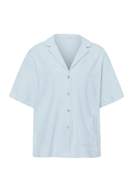 Statement ShirtsSleep And Lounge Notch Collar Cotton Shirt | Misty Blue 77720-2518