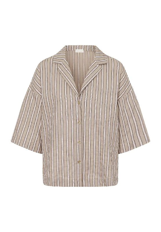 Metallic ShirtsUrban Casuals Notch Collar Shirt | Earthy Stripe 78708-2370