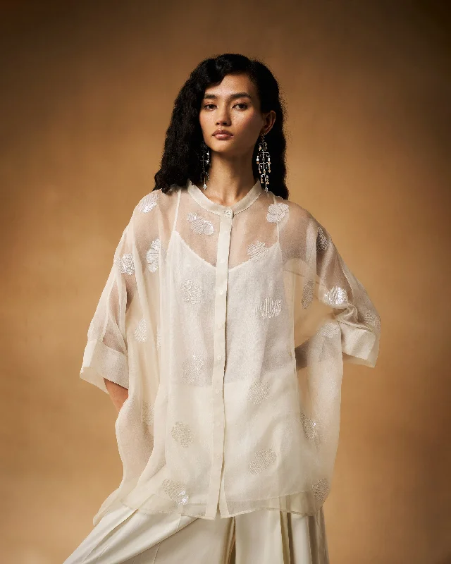 Studded ShirtsAfra Shirt - Ivory Hand Embroidered