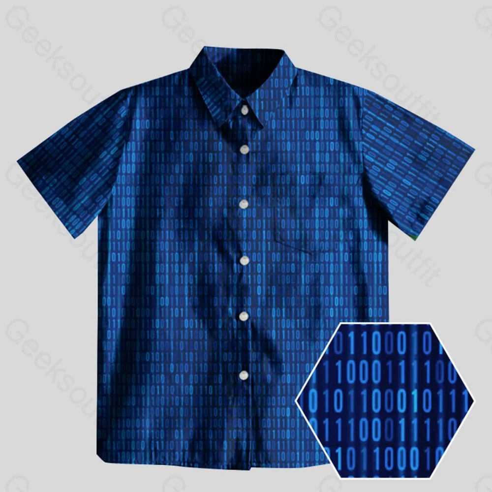 Denim ShirtsBinary Computer 1s and 0s Blue Button Up Pocket Shirt