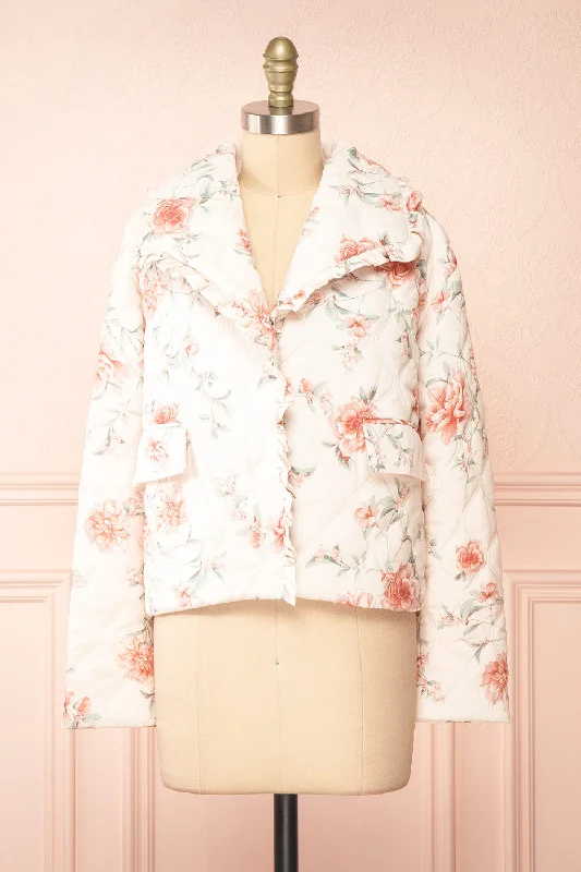 Linen JacketsBroubie | Button-up Floral Quilted Jacket