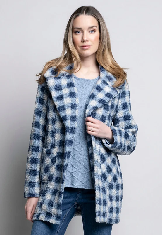 Faux Leather JacketsButton-Front Checker Fleece Jacket