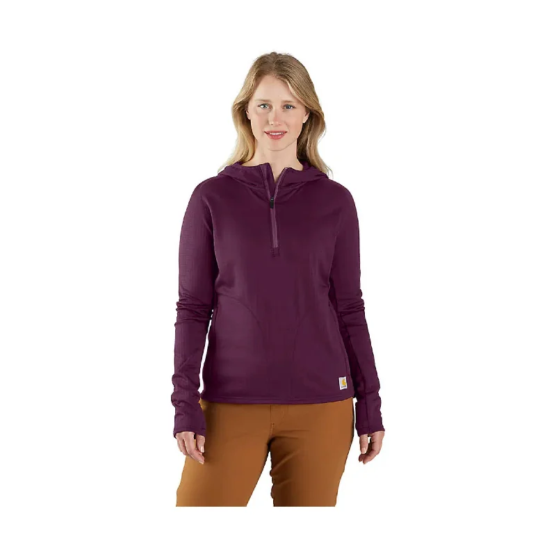 Cashmere ShirtsCarhartt Women's Force Relaxed Fit Half Zip Hooded T Shirt - Eggplant