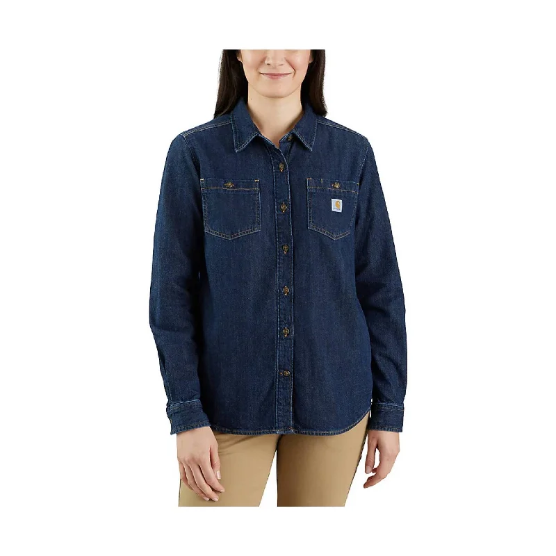 Rainproof ShirtsCarhartt Women's Relaxed Fit Midweight Denim Long Sleeve Over Shirt - Voyageur