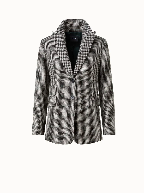 Sports Team JacketsCashmere Jacket with Small Houndstooth Pattern