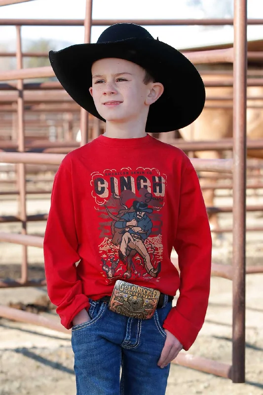 Thermal ShirtsCinch Boy's Long Sleeve Red Tee Shirt