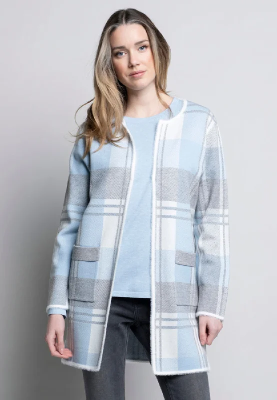 Summer JacketsCollarless Plaid Cardigan