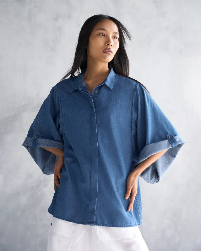 Relaxed Fit ShirtsDrop Armhole Shirt - Blue