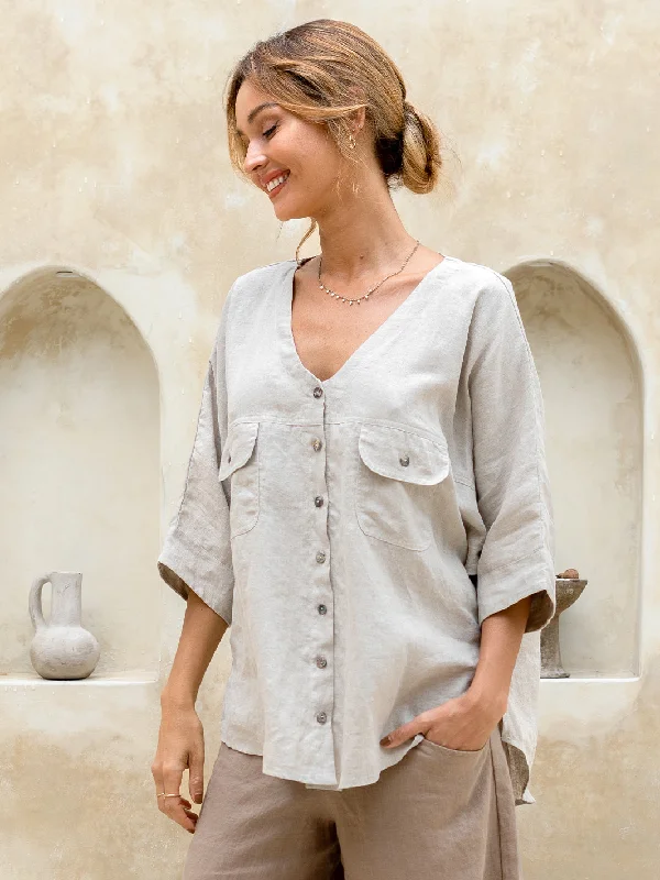 Streetwear ShirtsDune French Linen Shirt Almond