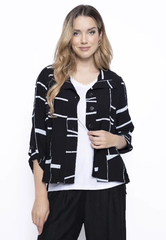 Festival JacketsGeometric Print Button-Front Jacket