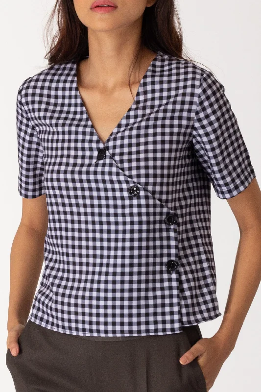 Yoga ShirtsGingham Cross Button Shirt