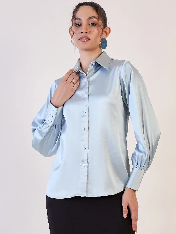 High-Fashion ShirtsGrey Balloon Sleeve Regular Shirt