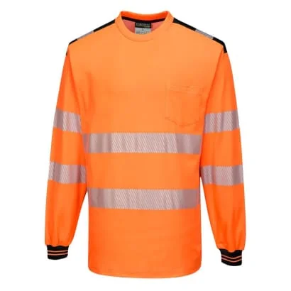 Hiking ShirtsPW3 Segmented Hi Vis Long Sleeved Tee Shirt RIS 3279 Portwest T185