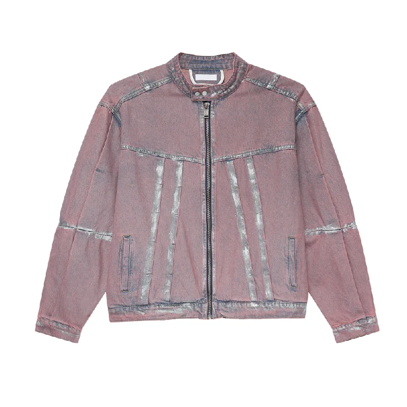 Sherpa JacketsHigh Street Painted Pleated Denim Jacket