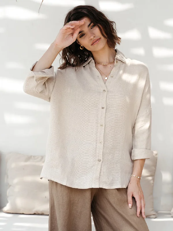 Polyester ShirtsLaguna French Linen Shirt Wheat