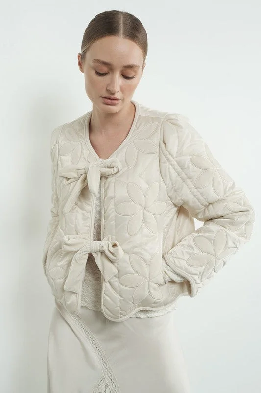 Beaded JacketsWaitlist 11/20 ♥ Lana Long Sleeve Velvet Floral Patchwork Quilted Jacket Cream