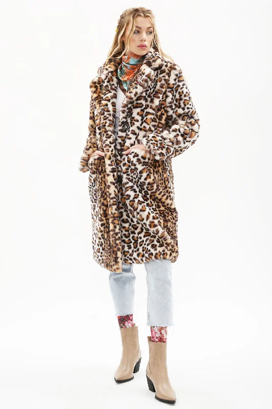 Collaborative JacketsLeopard Faux Fur Coat by Aratta