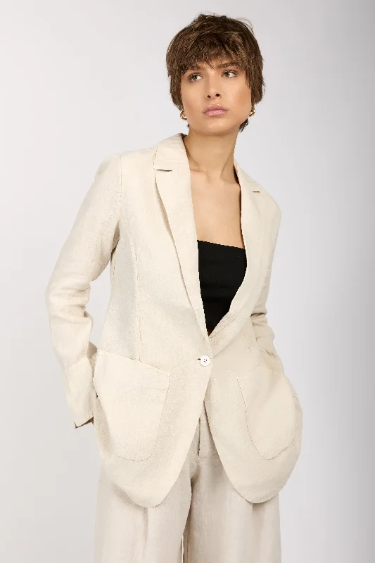 Winter JacketsLinen Blazer Jacket in Sand