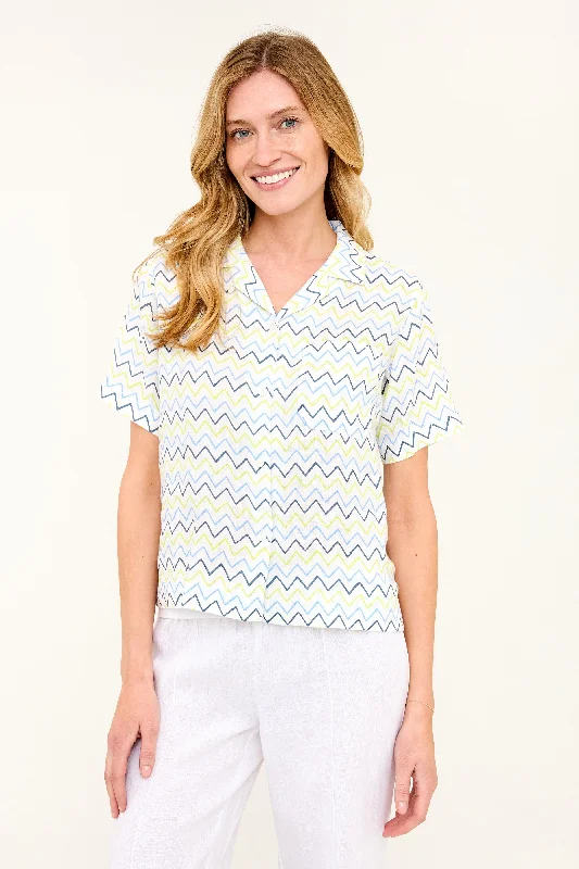 Ruffled ShirtsMaddie Camp Shirt - Zig Zag Print