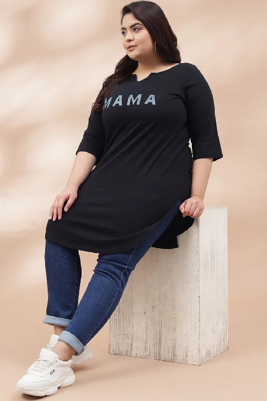 Fringed ShirtsMama Black Longline Tshirt