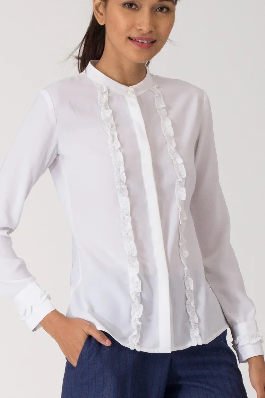 Work ShirtsMoreno Ruffled Mandarin Collar Shirt