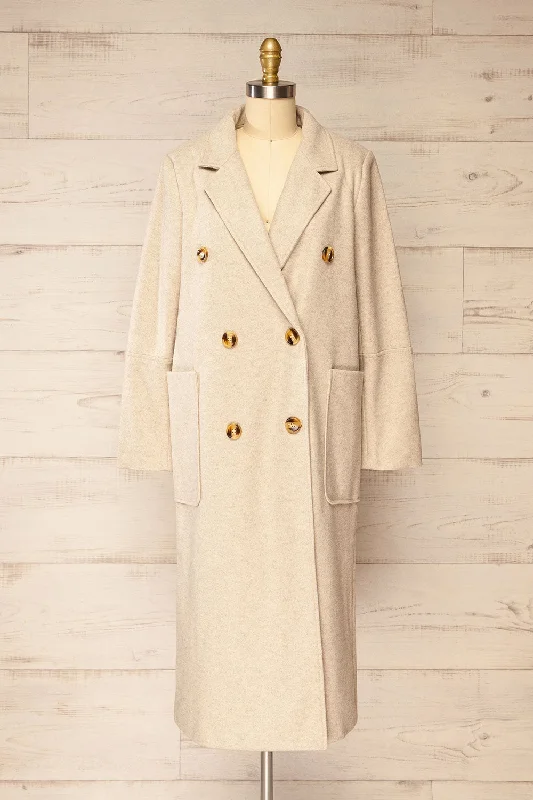 WindbreakersNamur Beige | Double-Breasted Felt Coat