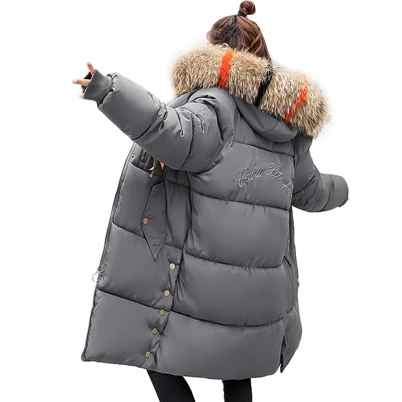 Waterproof JacketsPlus Size Winter Jackets Women Coats Big Fur Collar Hooded Down Jacket Warm Long Parka Women Thicken Cotton Jackets 2018 New