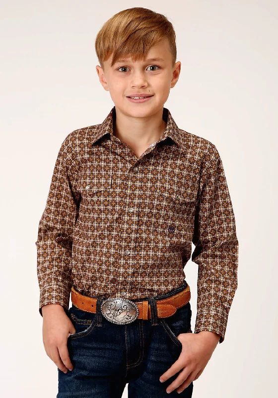 Limited Edition ShirtsRoper Boys Kids Brown 100% Cotton Cinnamon Foulard L/S Shirt