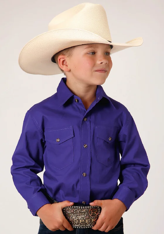 Limited Edition ShirtsRoper Boys Kids Purple 100% Cotton Snap L/S Western Shirt