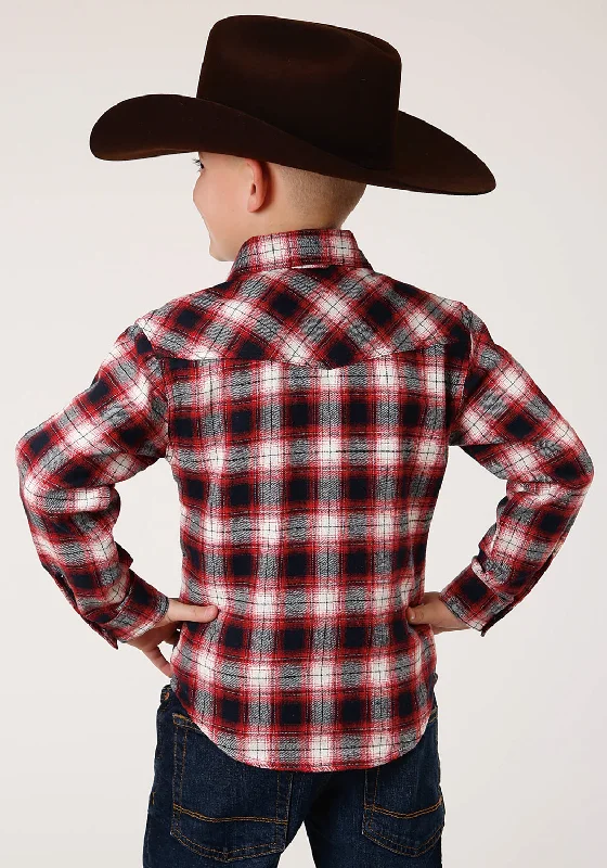 Hunting ShirtsRoper Boys Kids Wine 100% Cotton Unlined Flannel Plaid L/S Shirt