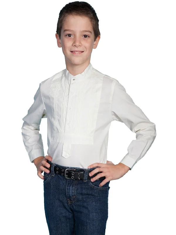 Studded ShirtsScully Rangewear Boys Ivory 100% Cotton L/S Tuxedo Front Shirt