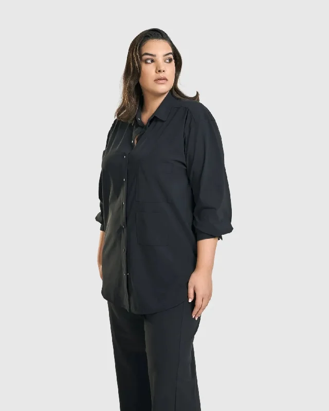 Sheer ShirtsTrinity Button Down Shirt, Black