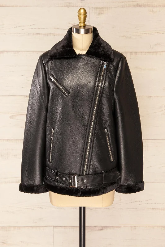 WindbreakersTsabong | Black Faux Leather Coat