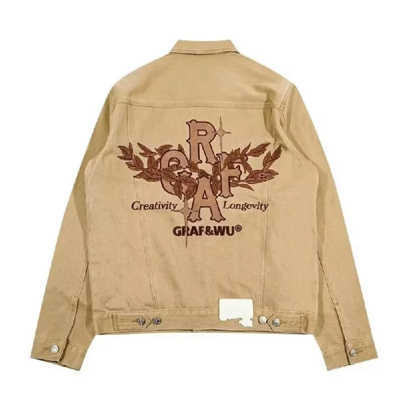 Safari JacketsVintage Lettering Embroidered Denim Jacket