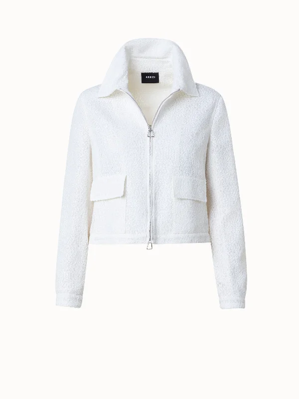 Layered JacketsViscose Cotton Open Weave Blouson Jacket