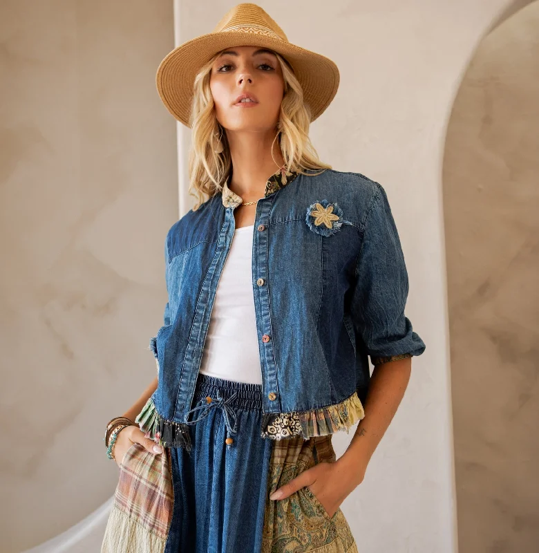 Reflective JacketsWestern Boho Chic Cropped Denim Jacket