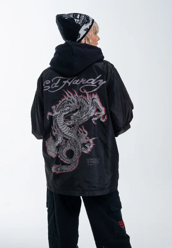 High-Fashion JacketsWomens Fireball Dragon Coach Jacket - Black