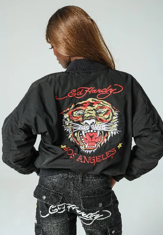 Cropped JacketsWomens La-Tiger-Roar Bomber Jacket - Black