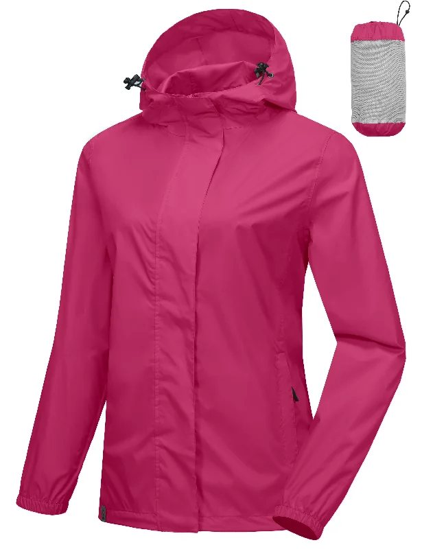 Button-Up JacketsWomen's Shell Waterproof Hooded Rain Jacket