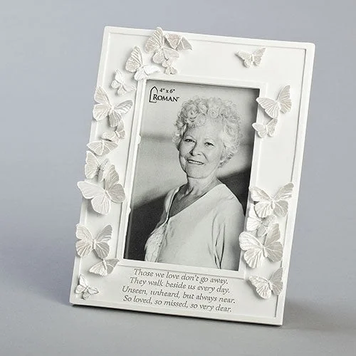 Butterfly Memorial Picture Frame So Loved So Missed So Very Dear Holds a 4"x6" Photo