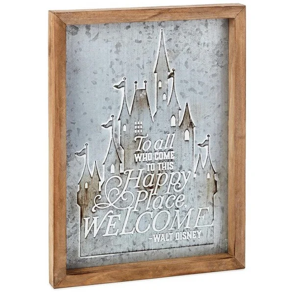 Hallmark Disney Castle Happy Place Wood and Metal Quote Sign