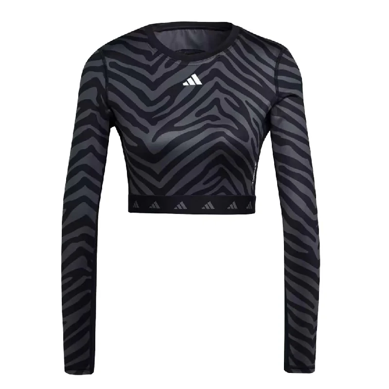 Glitter T-Shirtsadidas - Women's Techfit Crop Long Sleeve Zebra T-Shirt (IB3609)