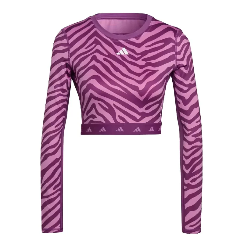 Cultural T-Shirtsadidas - Women's Techfit Crop Long Sleeve Zebra T-Shirt (IB3610)