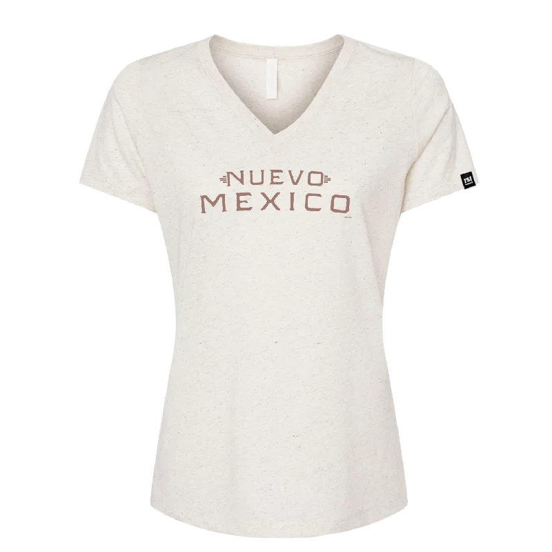 Linen T-ShirtsNuevo Mexico Women V Neck T-Shirt